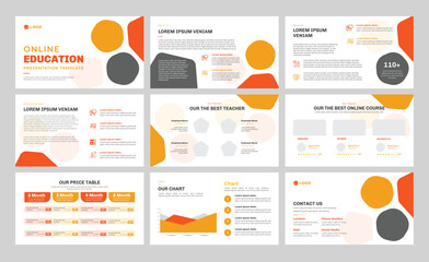 education presentation slide template design or pitch deck slide or sales guide slider template 