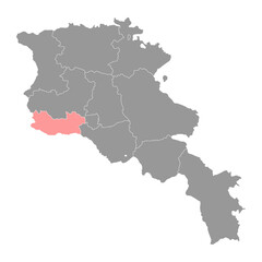 Fototapeta na wymiar Armavir province map, administrative division of Armenia.
