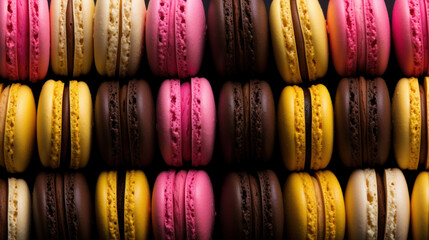 Multicolored macaroons, top view