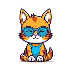 Cool cat wearing glasses cartoon, Illustration, Cartoon PNG