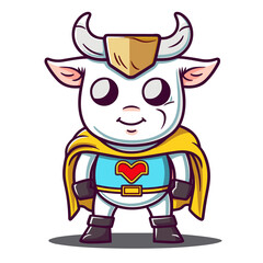 Obraz premium Cow superhero cartoon, Illustration, Cartoon PNG