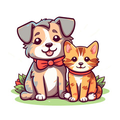 Dog and cute cat cartoon , Illustration, Cartoon PNG