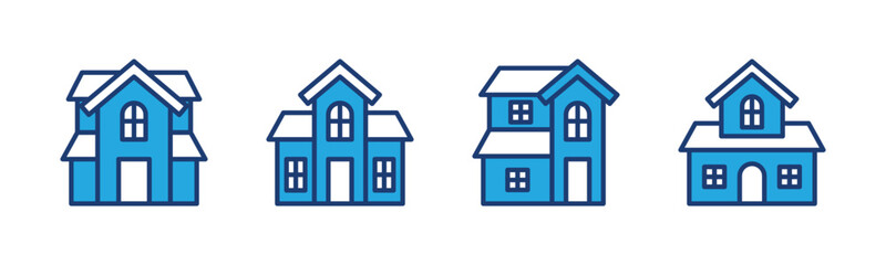 Real estate, property, residence, apartment, hotel, villa icons. Outline icons collection. Editable stroke. Vector illustration.