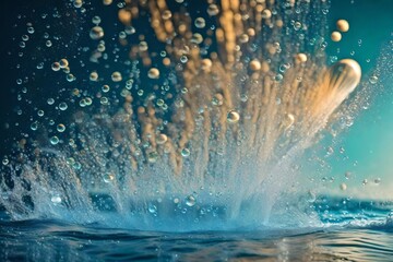 An explosion of water and bubbles, different positions - AI Generative