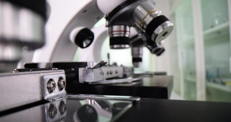 Laboratory microscope lens. Modern microscopes in laboratory concept