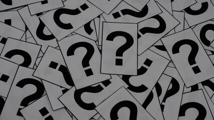 Cards with question marks fly away. Answering questions concept.