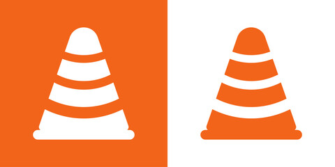 Orange cone road. Road illustration. Traffic simple icon. Border vector illustration.