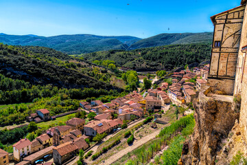 Frias Spain pretty Spanish village with countryside in Burgos province Castile and Leon
