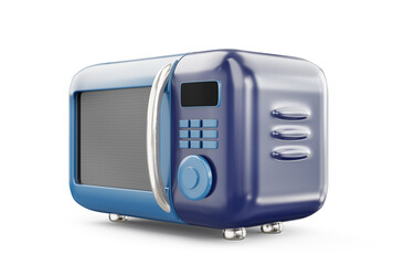 Fototapeta premium 3d render cartoon microwave oven with metal handles isolated on a white background