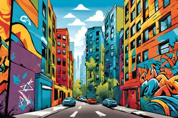 Photo sur Plexiglas Graffiti City graffiti illustration is a street filled with lots of images