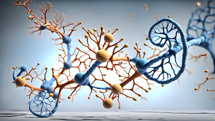 3D illustration of neurons, nerves, medical
