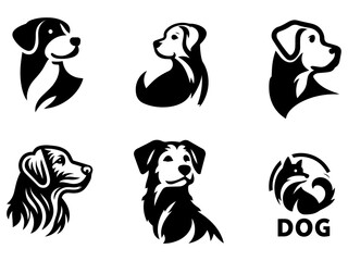 Dog Logo Concept vector Illustration black color a set of group pack