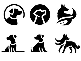 Dog Logo Concept vector Illustration black color a set of group pack