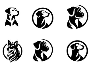 Dog Logo Concept vector Illustration black color a set of group pack