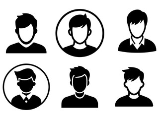man Profile Icon vector silhouette a set of group pack black color
