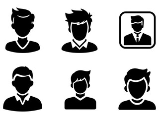 man Profile Icon vector silhouette a set of group pack black color