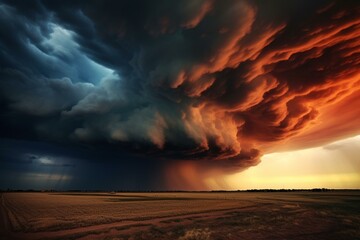A stunning sky with dark clouds and an impending storm. Generative AI