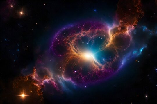 A star-forming cosmic nebula with whirling colors.