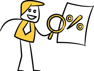 Doodle Businessman Searching Percent Yield
