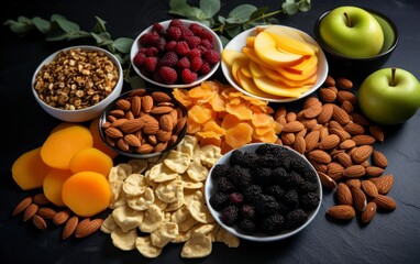Obraz premium Vegan Snacks for Satisfying On-the-Go Cravings. Generative AI