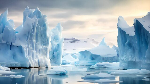majestic melting glacier in a polar region, Global Warming, Stunning Scenic World Landscape, Generative AI