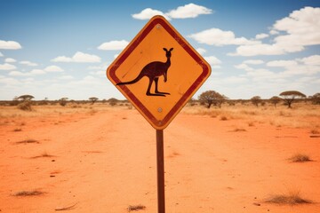 Kangaroo Sign in Australian Fields