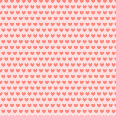 Seamless pattern of geometrically arranged pink hearts