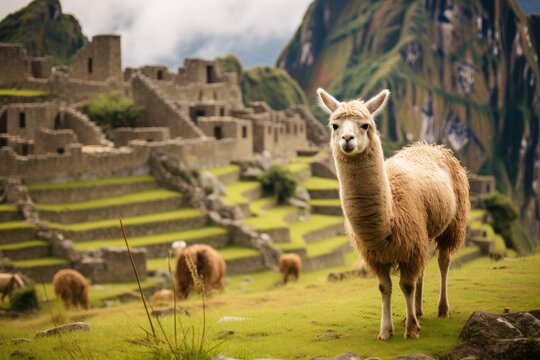 Machu Picchu with Liama Visitor