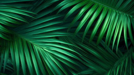 Green tropical background with Palm leaves or jungle plants for summer and your design