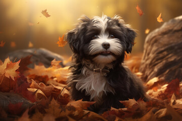 cute dog animal in autumn
