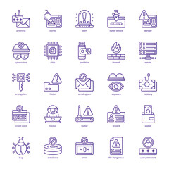 Cyber Crime icon pack for your website design, logo, app, and user interface. Cyber Crime icon basic line gradient design. Vector graphics illustration and editable stroke.
