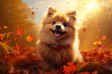 cute dog animal in autumn