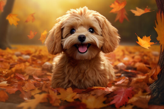 cute dog animal in autumn