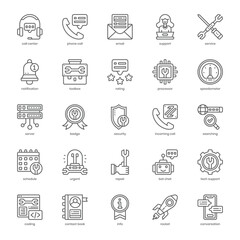Technology Support icon pack for your website design, logo, app, and user interface. Technology Support icon outline design. Vector graphics illustration and editable stroke.