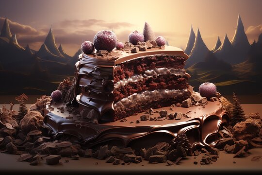 3d render a Chocolate Land cake