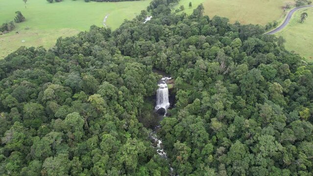 Aerial footage of Zillie Falls Queensland Australi