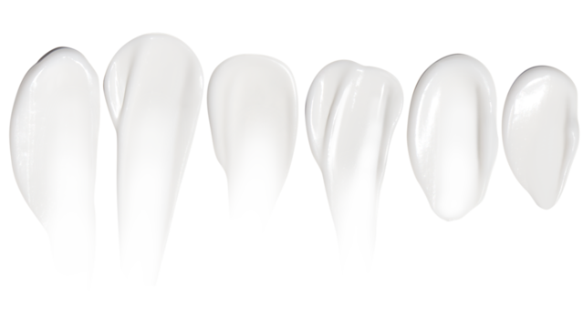 A set of smears of cosmetic cream on a blank background. PNG