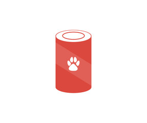 Metal tin can logo design. Wet pet food. Canned food for dogs, cats vector design and illustration.
