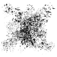 Fototapeta na wymiar Pieces of destructed Shattered glass. Royalty high-quality free stock PNG image of broken glass with sharp pieces. Break glass white and black overlay grunge texture abstract on transparent background