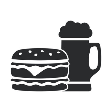 Burger and beer snacks icon vector illustration