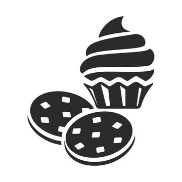 Cookies, cupcake and bakery vector icon
