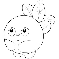 Cute blueberry character coloring book. Outline vector illustration