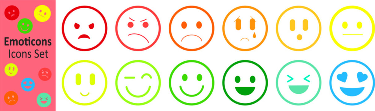 Naklejki Emoticons set. Smileys Emoticons emojis collection vector icons set