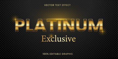 platinum gold 3d text effect. Hollow effect for each letter. Shiny and exclusive theme. Editable and scalable graphic. - obrazy, fototapety, plakaty