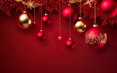 Fototapeta premium Christmas and New Year decor ball design. 3D red realistic. AI, Generative AI