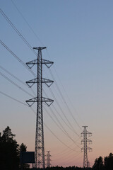 power lines in the evening sunset