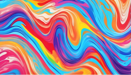 Obraz premium Abstract marbled acrylic paint ink painted waves painting texture colorful background banner - Bold colors, rainbow color swirls wave white