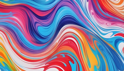 Fototapeta na wymiar Abstract marbled acrylic paint ink painted waves painting texture colorful background banner - Bold colors, rainbow color swirls wave white