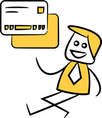Doodle Businessman with Credit Cards
