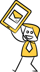 Doodle Businessman Holding Smartphone and Mail
